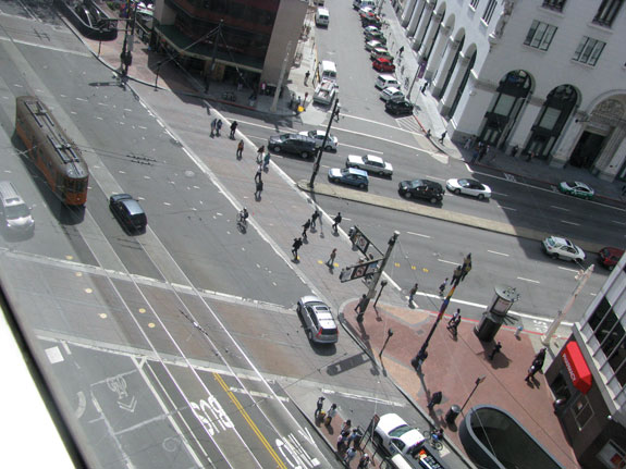 The north side of the intersection at Market Street.