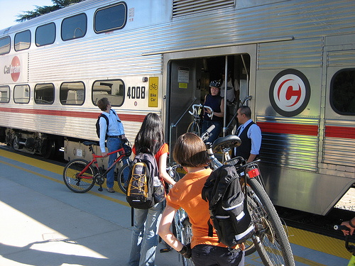 Bicyclists Boarding Caltrain