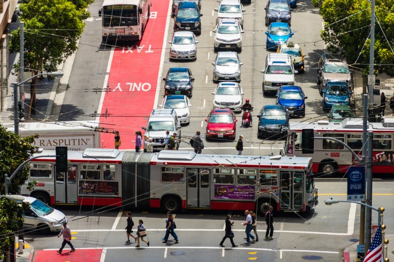 Car traffic at Mission and Third Streets. Can we do more to reduce Vehicle Miles Traveled? Photo: Sergio Ruiz/Flickr