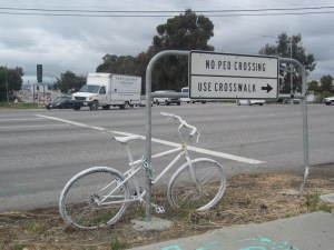 Sam Felder's Ghost Bike at Marsh and Bayfront in Menlo Park. Photo: Andrew Boone