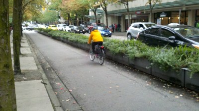Vancouver bike lane. Photo  Streetsblog/Rudick