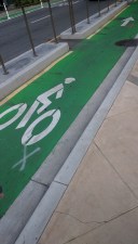 A short section of Polk Street--a rare part of San Francisco's street grid with with concrete protection for cyclists. Photo: Streetsblog.
