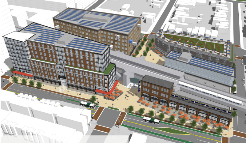 The Mandela Transit Village, a $900 million housing, office, and retail development planned for the West Oakland BART Station. Image: BART