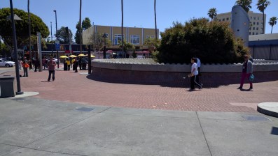 The BART plaza at 24th and Mission will not get a bike station. Photo: Streetsblog.
