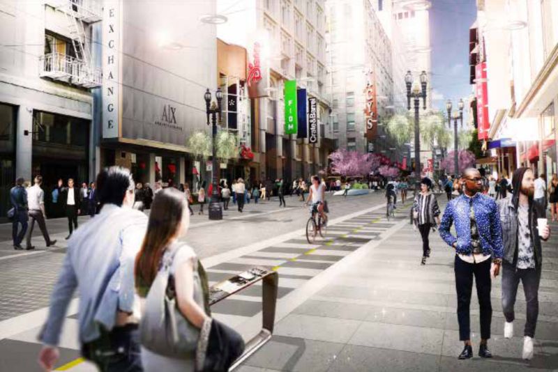 The dream of a pedestrianized Stockton. Image: The Plaza Perspective