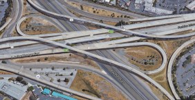 San Mateo's interchange at Highways 101 and 92 already features flyover ramps but the county's highway planners envision even more lanes and ramps here. Photo: Google Maps