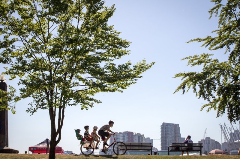 Vancouver is way ahead of other western cities in bike/transit mode split. Photo: Melissa and Chris Bruntlett