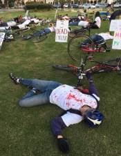 Palos Verdes cyclists staged a die-in to urge the city of Palos Verdes Estates to take make streets safer