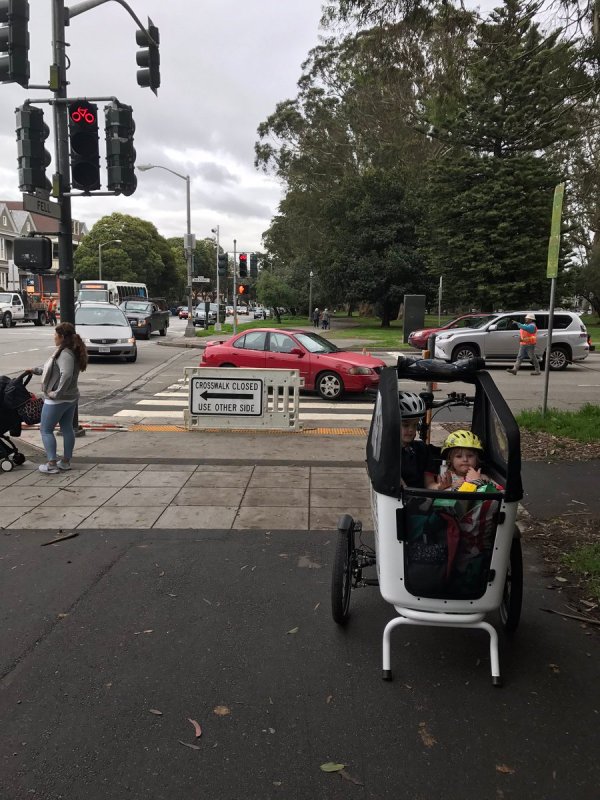 The crossing to the Panhandle bike path was closed yesterday, photo tweeted by Snider