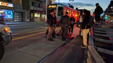 A pedestrian was struck at Phelan Loop/Ocean yesterday evening. Photo: Streetsblog/Rudick
