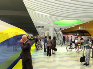 A rendering of the Transbay terminal with Caltrain and HSR. Image: Transbay Authority