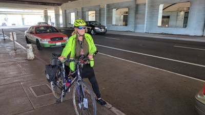 Mary Ann Blackwell at the location where she was punched by a motorist last week. Photo: Streetsblog/Rudick