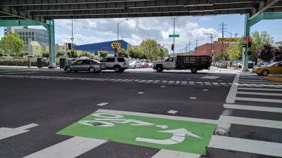 13th Street where it crosses Folsom. This summer it will finally get eastbound bike lanes. Photos: Streetsblog/Rudick unless otherwise indicated