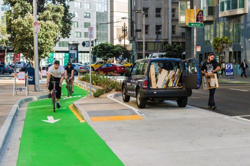 The Polk contra-flow bike lane. It may not always feel like it, but S.F. is one of the best cities for cycling in the U.S.