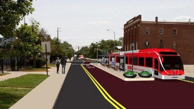 ndy's Red Line BRT was one of the transit projects spared from cuts in Congress's budget. Image: IndyGo
