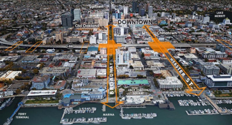 I-880 severs downtown Oakland from Jack London Square. What can be done about it? All Images from the SPUR presentations unless otherwise indicated