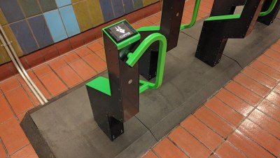 One of the new bike racks at 16th and Mission BART. Photo: Streetsblog/Rudick