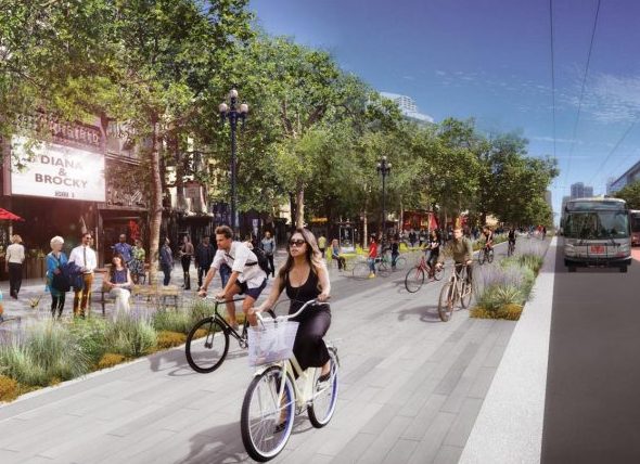 A County Transportation Authority rendering of what Market Street was supposed to look like before the program was scaled back.