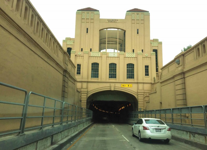 The entrance to the Posey Tube. Cars transitioning from the tube to I-880 turn Oakland's Chinatown into a traffic sewer. Image: Alameda County Transportation Commission