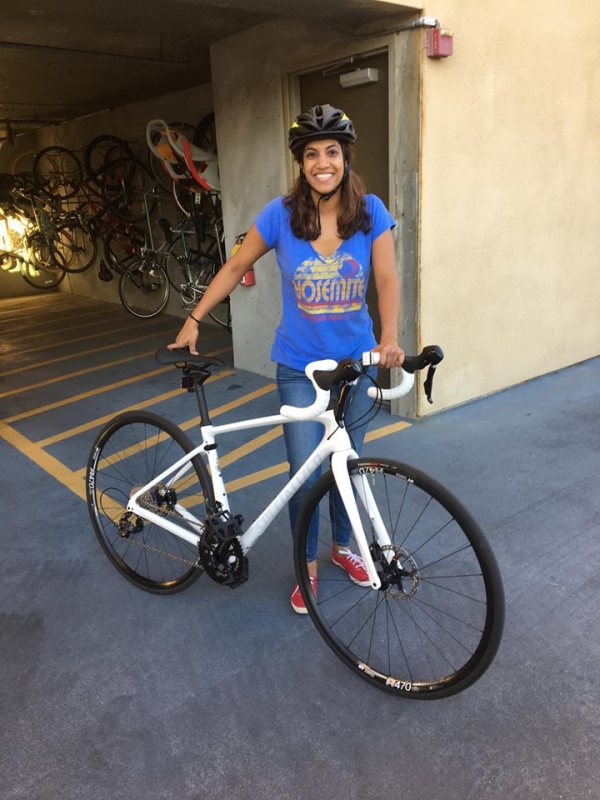 Reena with her road bike.