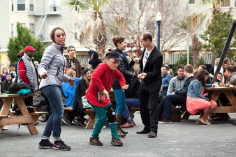 'Proxy' in Hayes Valley is a great example of vacant lots going to good interim uses (such as dancing). Photo: David Baker Architects