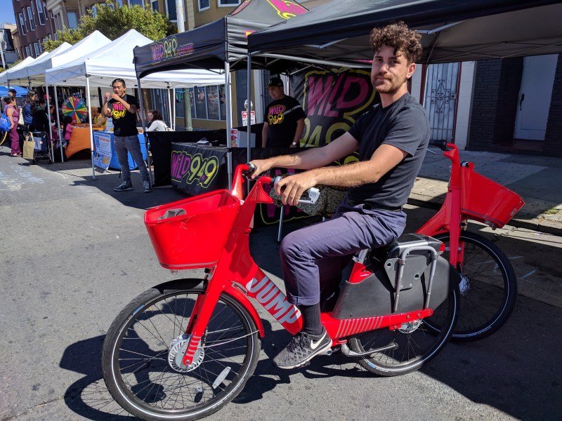Jump launch Director Mark Mirestsky at a Sunday Streets. Photo: Streetsblog/Rudick