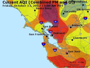 EPA's map of air quality for the Bay Area today
