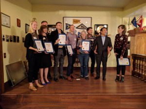 From right to left, the Transit Rider's ED Rachel Hyden, Assemblyman David Chiu, and Steve Pepple handed out awards to transit advocates at last night's fundraiser.