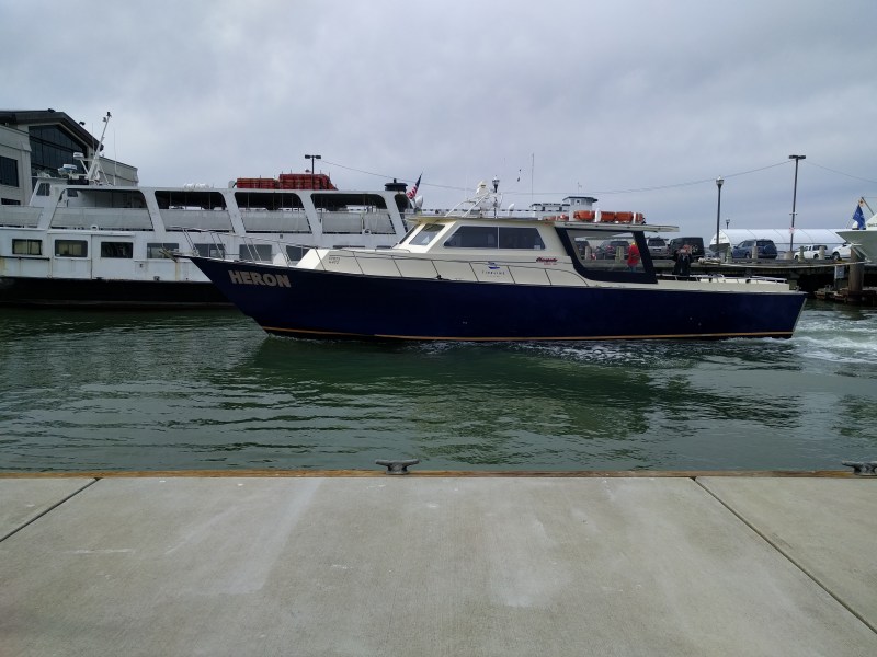 The Heron, one of Tideline's small boats, is able to spin around in the small space of Pier 1.5 to return to Berkeley. All photos Streetsblog/Rudick unless noted
