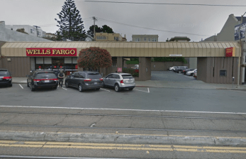 With S.B.-827 dead, transit-adjacent structures, such as this Wells Fargo in West Portal, will still be protected by local zoning from being displaced by dense apartment buildings. Image: Google Earth