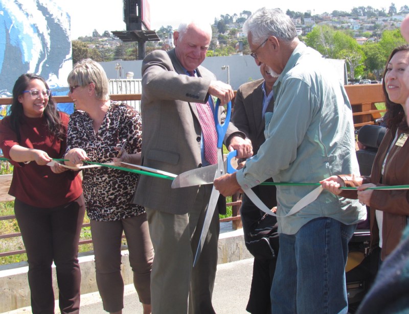 The ribbon was one last obstacle to closing the gap along the Ohlone Greenway between Richmond and El Cerrito. Photos by Melanie Curry/Streetsblog unless indicated otherwise