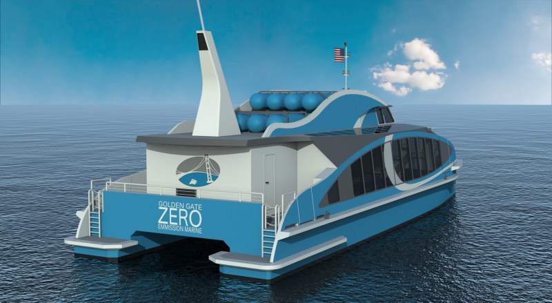 A rendering of a "zero emission," hydrogen powered ferry