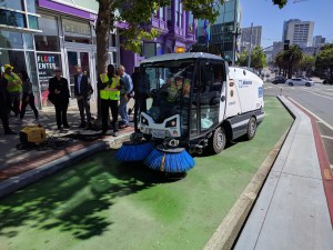 San Francisco's new bike-lane cleaning machine. All photos Streetsblog/Rudick