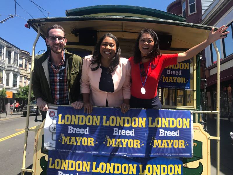London Breed with Scott Wiener and Assessor-Recorder Carmen Chu. Photo: Breed for Mayor Facebook page