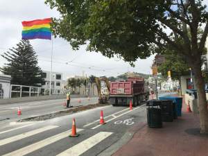 The "gang plank"/strip of concrete that leads to Pink Triangle Park is now gone. Photo: John Goldsmith