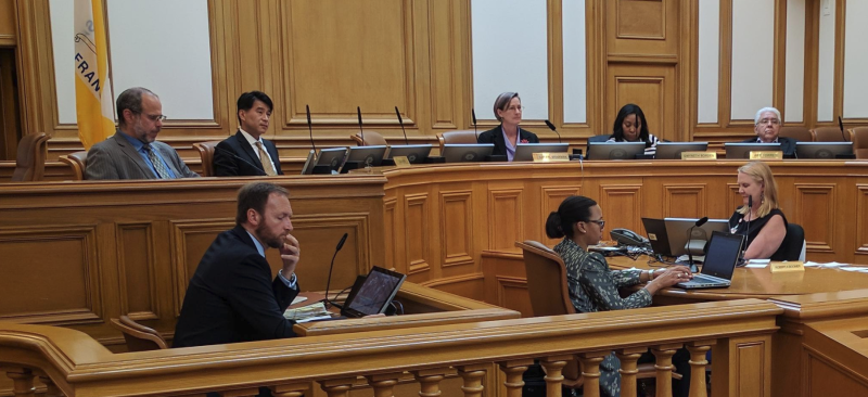 Tom Maguire, Ed Reiskin, Lee Hsu, Cheryl Brinkman, Gwyneth Borden, and Art Torres at today's SFMTA board meeting. All pics Streetsblog/Rudick unless indicated