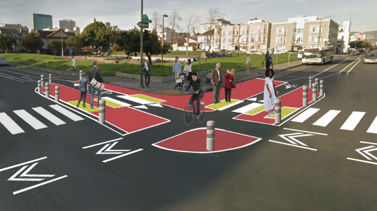 A protected intersection plan for Lake Merritt BART. Since installed.