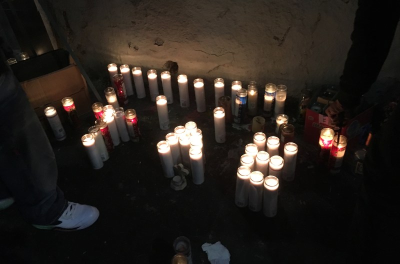 Deontae Lamar Bush was honored by his friends at the spot where he was hit and killed while riding a bike. Photo: Melanie Curry/Streetsblog