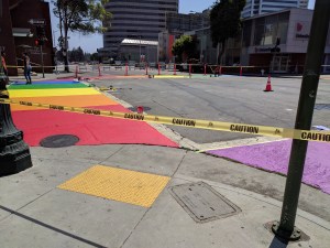 The latest paint crime scene in Oakland. If this goes on much longer, Oakland will be very colorful and pretty. Photos: Streetsblog/Rudick unless noted