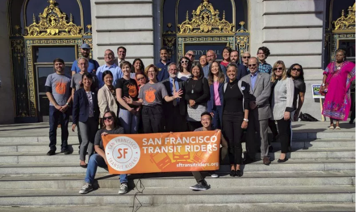 The kickoff to Transit Week on the steps of San Francisco City Hall. All pics Streetsblog/Rudick unless indicated