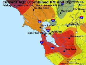 Air quality map, Nov. 9, 2018