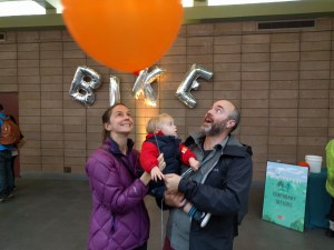 At this year's SFBC winterfest, members Jenny Folkesson, Beau Smith and their son Lex enjoy a party and help the fight for better bike lanes. All pics Streetsblog/Rudick