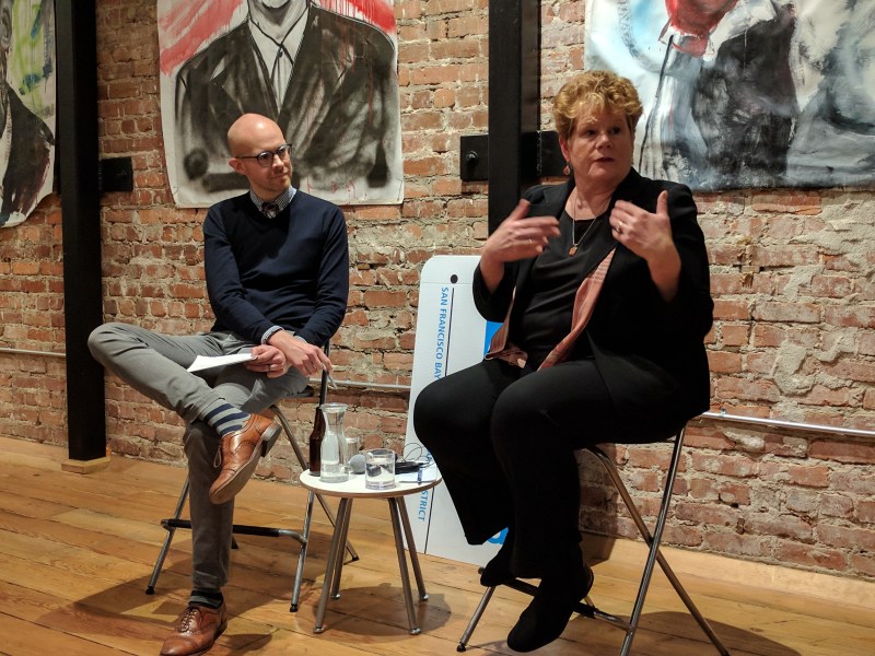 SPURs Noah Christman and Grace Crunican discuss the future of BART. Photo: Streetsblog/Rudick