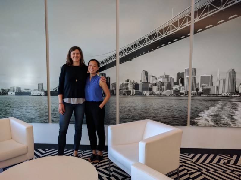 Terra Curtis and Tiffany Chu (Amar Azucena Cid joined the interview from Sacramento) at Curtis's office in downtown San Francisco. Photo: Streetsblog/Rudick