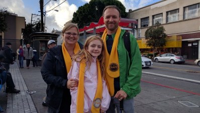 SFMTA’s Tom Maguire with his wife Amy and daughter Addie during a remembrance walk for victims of road violence, 2016. Photo: Streetsblog/Rudick