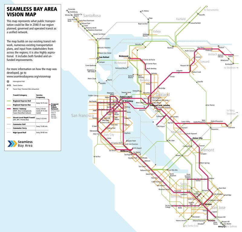Imagine life in the Bay Area if this were the transit map, complete with integrated fares? Sigh.... Image: Seamless Bay Area