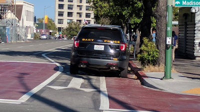 BART police in 2019. There's no longer any room for letters. Photo: Streetsblog/Rudick