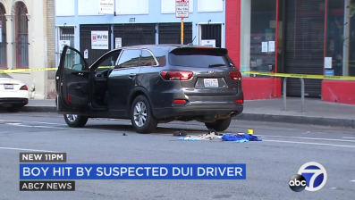A still from an ABC News report on a young boy run down by a motorist in the Tenderloin Tuesday afternoon. Photo: ABC7