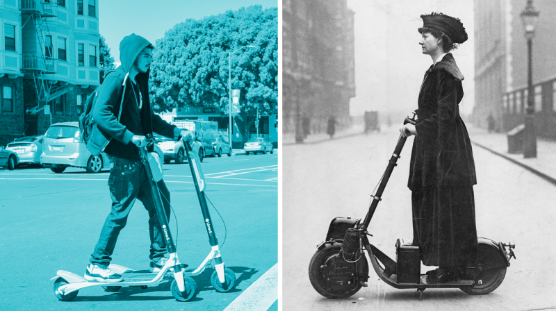 Suffragettes were riding scooters 100 years ago. What's really changed is the number of cars on the streets and the lack of safety. Photos Federica Armstrong/Paul Thompson/Getty Images, via Clarrissa Cabansagan’s presentation