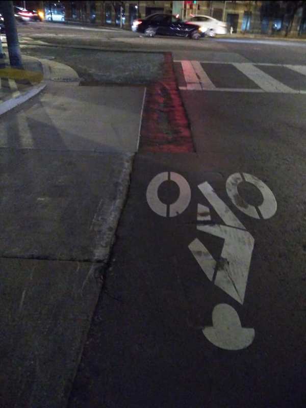 City leaves corner bobby trap to hurt cyclists. Photo: Rick Byrd